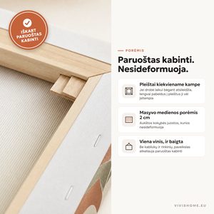 Savybė: drobės nugarėlė, paruošta kabinti