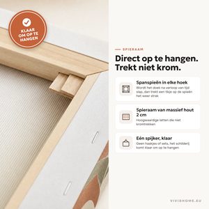 Productkenmerk: de achterkant van het canvas, klaar om op te hangen
