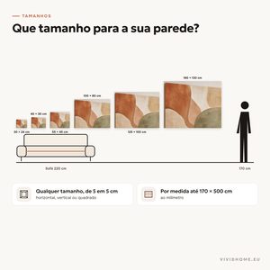 Característica: guia de tamanhos para a sua parede
