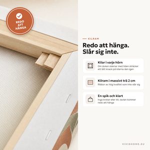 Produktegenskap: canvasens baksida, redo att hänga