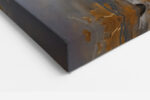 Classical Greco-Roman sculpted face with gold leaf fragments and paint drips, dramatic mixed-media canvas wall art