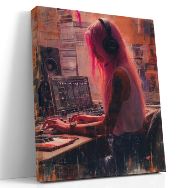 Pink Noise Studio Session - Portrait Canvas Print