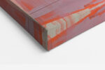 Woman's side-profile portrait in vivid orange and charcoal, exhaling smoke, mixed media contemporary canvas wall art