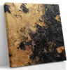 Bold gold and black abstract impasto oil painting, dramatic palette knife canvas for living room or industrial home office