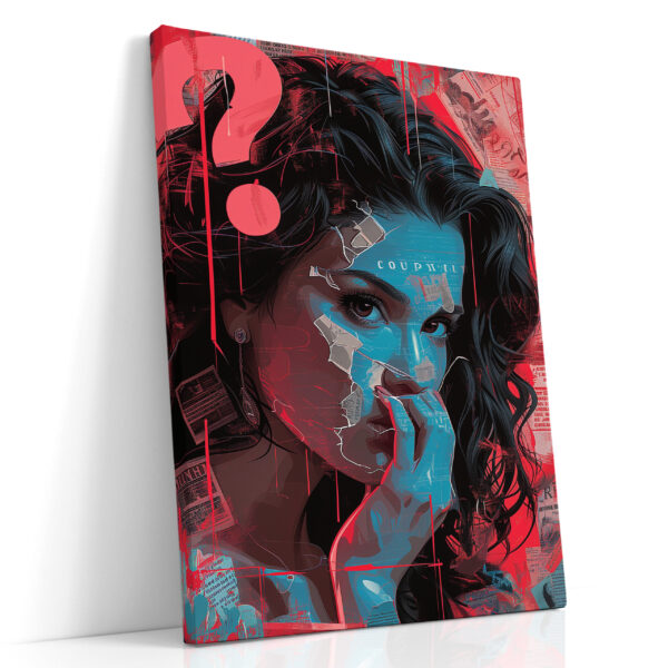 Crimson Unmasked Portrait Collage Canvas Print