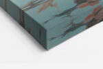 Female figure with lotus flowers and swirling mist, coral and teal digital art canvas print for bedroom or living room