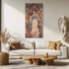 Female figure in hanfu with coral blossoms and twisted branches, romantic East Asian digital art canvas print