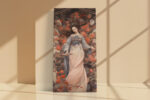 Female figure in hanfu with coral blossoms and twisted branches, romantic East Asian digital art canvas print