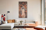 Female figure in hanfu with coral blossoms and twisted branches, romantic East Asian digital art canvas print