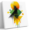 Stacked circle, diamond and triangles in vivid yellow, deep green and orange u2014 bold geometric art deco canvas print