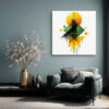Stacked circle, diamond and triangles in vivid yellow, deep green and orange u2014 bold geometric art deco canvas print