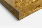 Monochromatic gold impasto abstract with palette knife ridges, bold contemporary wall art canvas for living room
