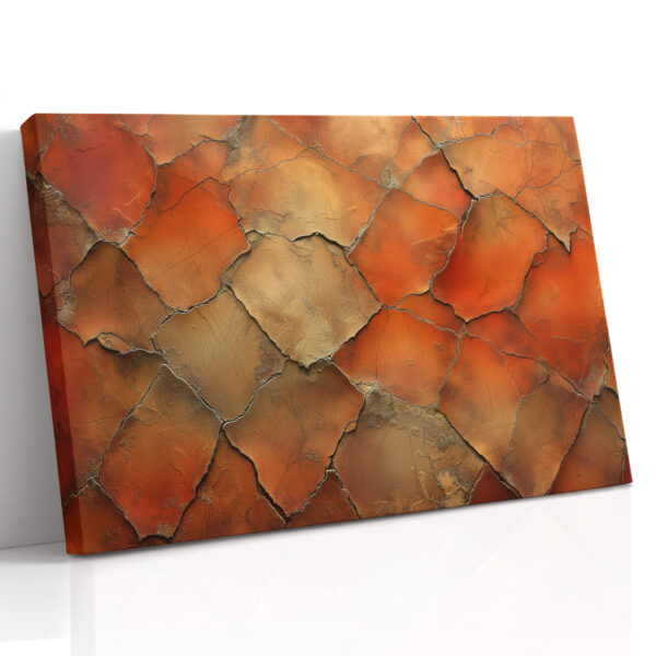 Fractured Earth Canvas Print - Burnt Orange Polygon Texture