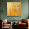 Abstract impasto oil painting in golden yellow and warm amber vertical blocks, bold wall art canvas for living room