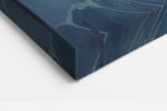 White deer over stylised ocean waves with crescent moons and bare trees, moody navy East Asian illustration canvas
