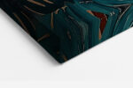Tropical banana leaves and palm fronds in deep teal and gold, bohemian botanical canvas print for living room or dining room