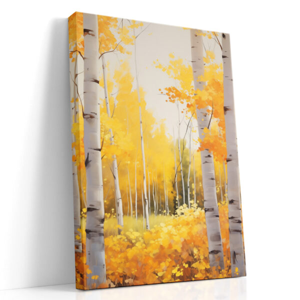 Lienzo Abedul Dorado Bosque de Otoño