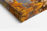 Birch forest in golden amber and yellow autumn tones, watercolor landscape wall art canvas for living room