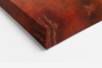 Burnt orange diamond and triangles on distressed grey, bold mixed-media abstract canvas for industrial living room
