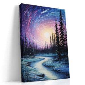 Frozen River Under Swirling Stars