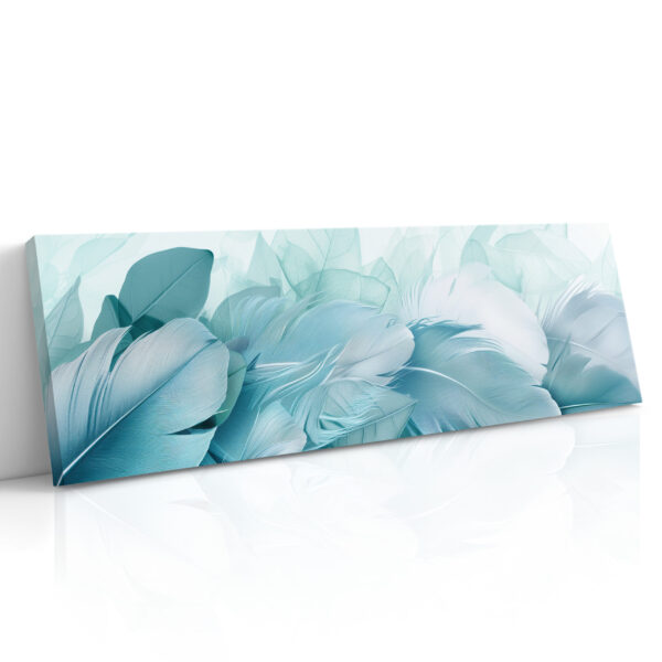 Teal Feather & Leaf Sweep Canvas Print