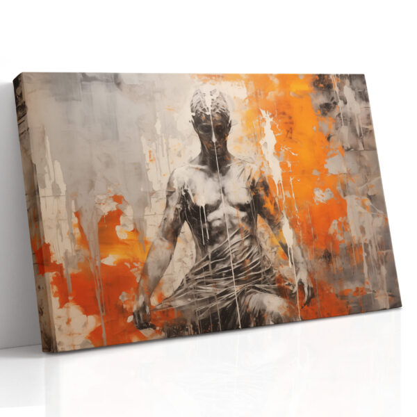 Fractured Figure in Orange - Mixed-Media Portrait Canvas