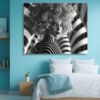 Female figure with spiral curly hair in black and white digital art portrait canvas for living room or home office