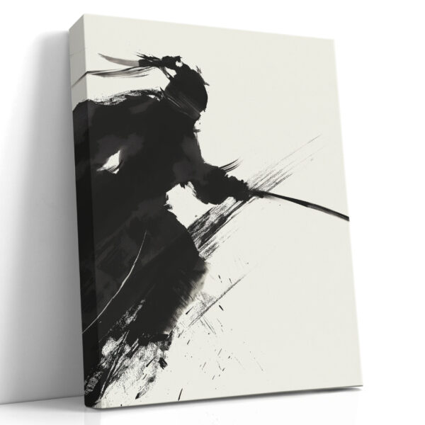 Samurai in Motion Ink-Wash Canvas Print