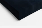 Flame-petal flower silhouette glowing in burnt orange and dark slate blue, moody botanical portrait canvas wall art