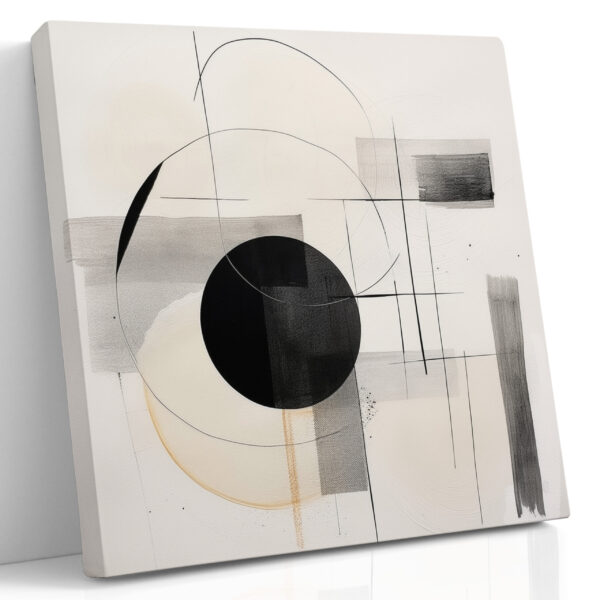 Circle, Arc & Amber - Geometric Mixed-Media Canvas Print