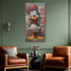 Cartoon duck in red sailor hat and teal jacket on a graffiti brick wall, bold street-art style canvas print