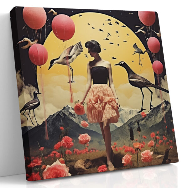 Gouden Maan Mijmering - Surrealistische Collage Canvas Print