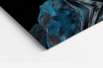 Fragmenting Greco-Roman bust in cerulean blue and black, dramatic digital art canvas for living room or home office