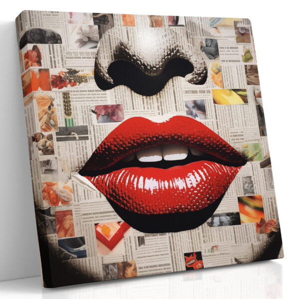 Newsprint Kiss Pop Art Lippen Leinwanddruck
