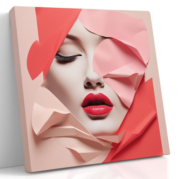 Paper Veil in Coral - Portrait Mixed Media Canvas Print