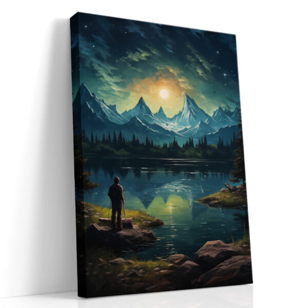 Moonlit Mountain Reflection Canvas Print
