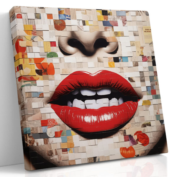 Scarlet Lips Collage Portrait Canvas Print