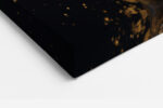 Classical Greco-Roman bust dissolving in gold fragments, dramatic digital art canvas for living room or home office
