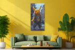 Punk Pikachu in vivid yellow and black leather, pop art digital art canvas for teen bedroom or gaming room