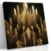 Symmetrical gilded geometric spires on near-black ground, art deco digital art canvas for living room or hallway