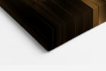 Symmetrical gilded geometric spires on near-black ground, art deco digital art canvas for living room or hallway