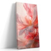 Close-up layered flower petals in blush pink and coral red, digital art floral canvas for bedroom or living room