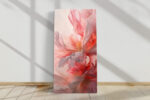 Close-up layered flower petals in blush pink and coral red, digital art floral canvas for bedroom or living room