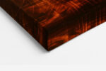 Luminous female profile in golden amber contour lines and abstract waves, moody digital art canvas for living room