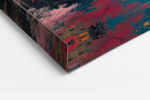 Waterfall and crimson autumn foliage in vivid red and amber, East Asian style portrait canvas for living room