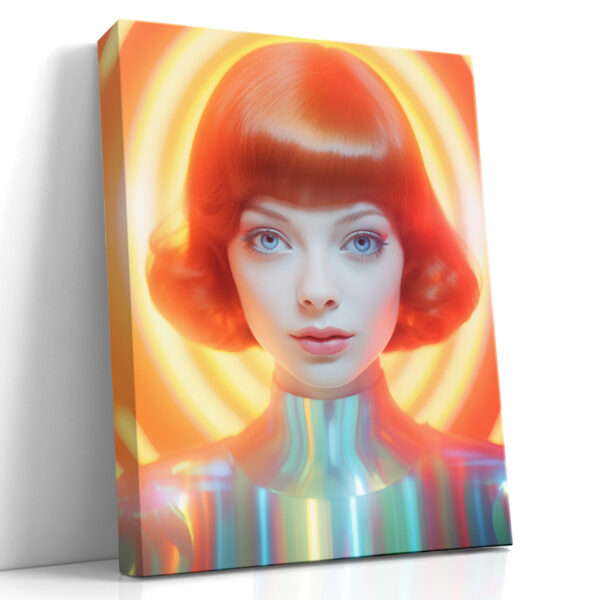 Portrét Neon Halo na plátne - digitálne figurálne umenie
