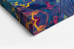 Toucan and macaw-like tropical birds with floral plumage in magenta, teal and amber, bohemian wildlife canvas wall art