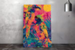 Toucan and macaw-like tropical birds with floral plumage in magenta, teal and amber, bohemian wildlife canvas wall art