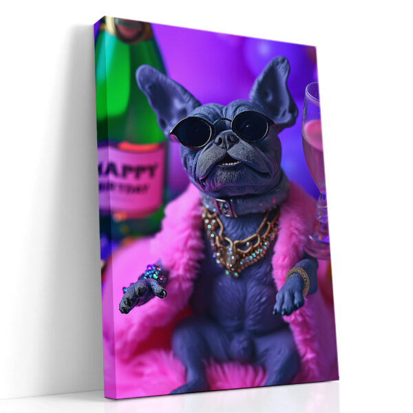Fabulous Frenchie Birthday Canvas Print - Pop Art Dog Portrait