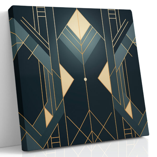 Marinblått Deco-galler - Art Deco geometriskt canvastryck